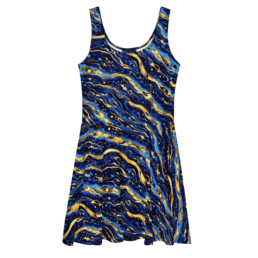 Gilded Tide on Skater Dress — Front