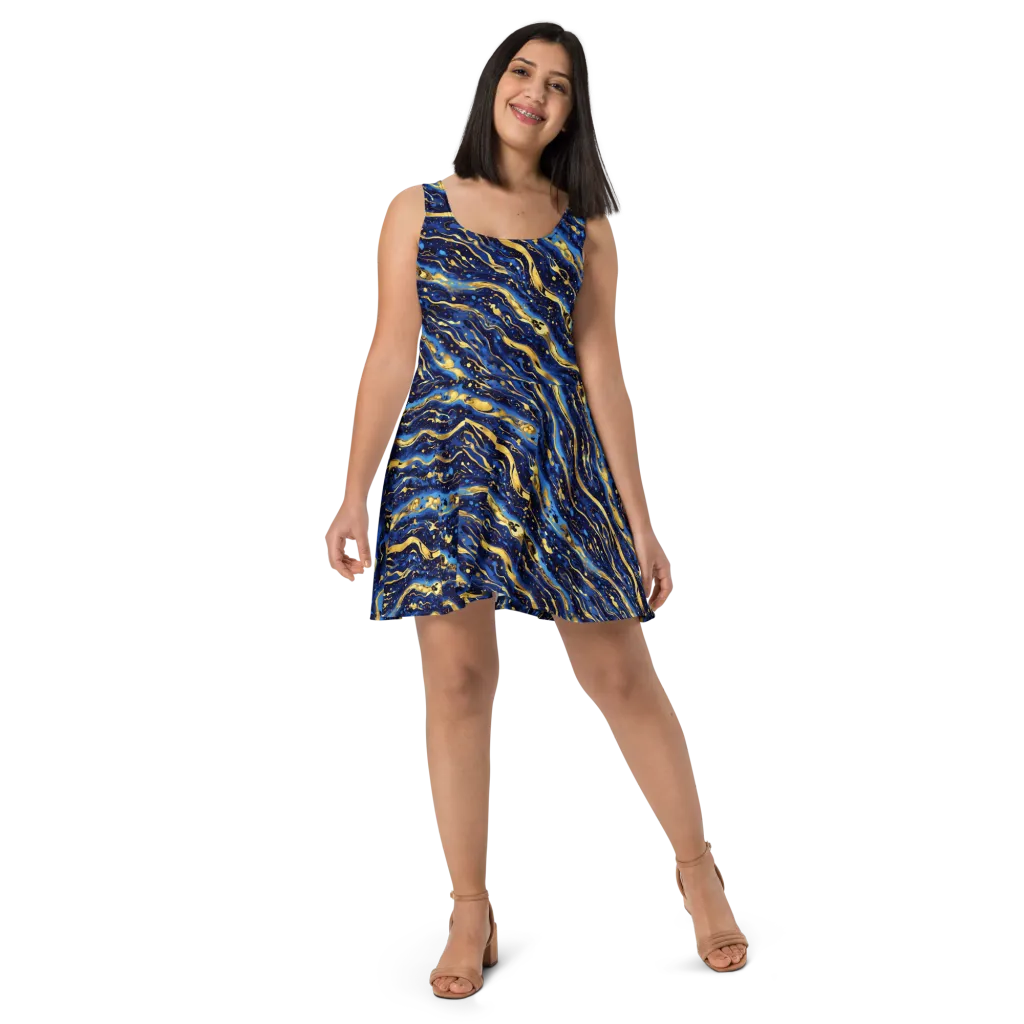 Gilded Tide on Skater Dress — Front