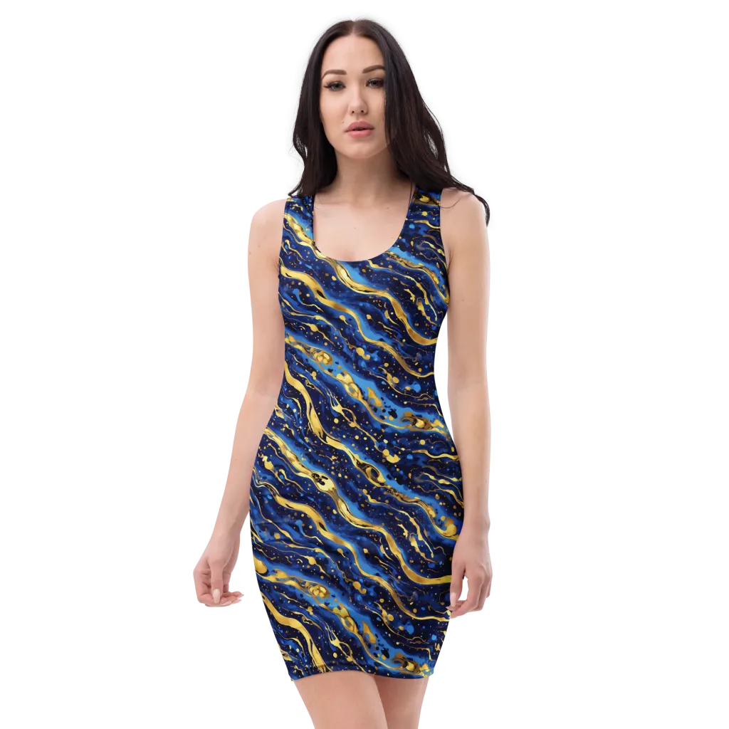 Gilded Tide on Bodycon Dress — Front