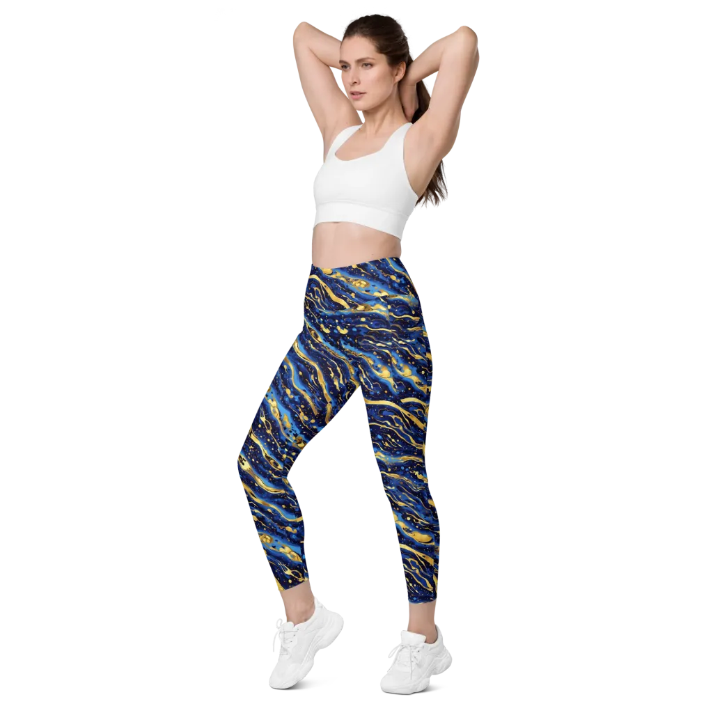 Gilded Tide on Leggings with Pockets — Left Front