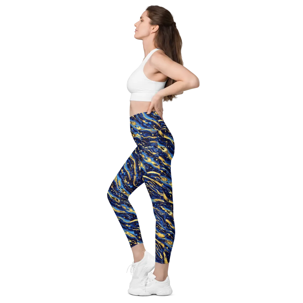Gilded Tide on Leggings with Pockets — Left