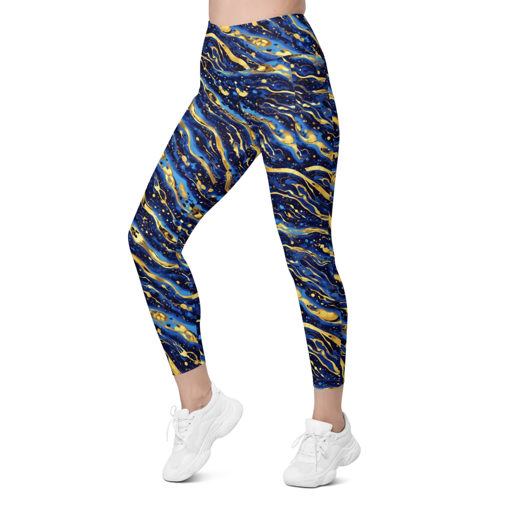 Gilded Tide on Leggings with Pockets — Left Front