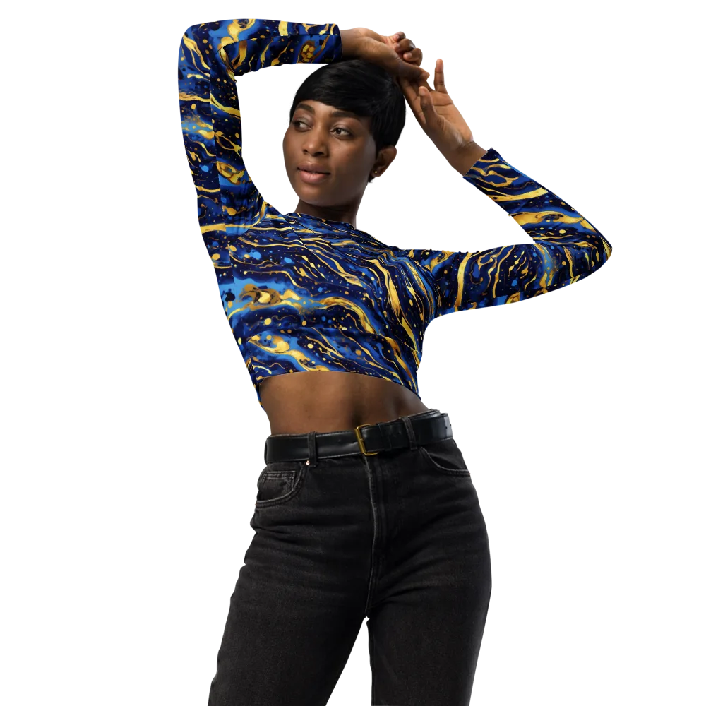 Gilded Tide on Long Sleeve Crop Top — Front