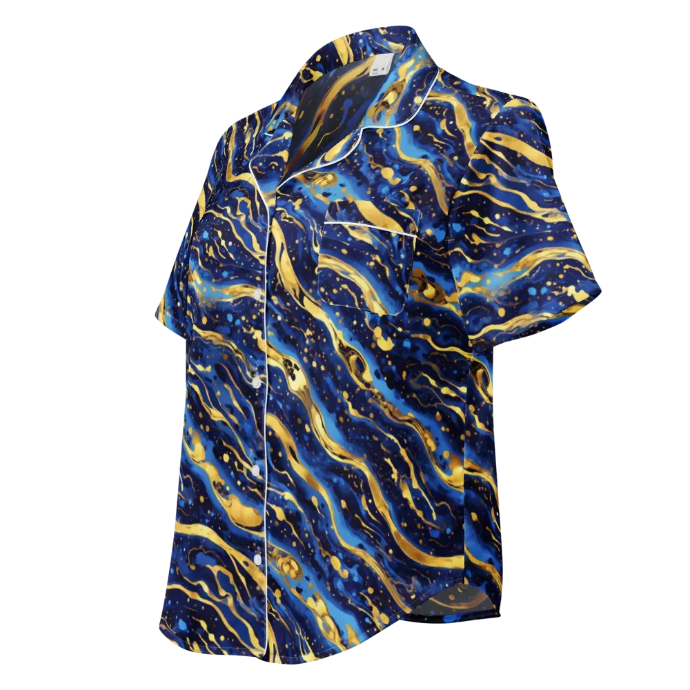 Gilded Tide on Women's Short Sleeve Pajama Top — Left Front