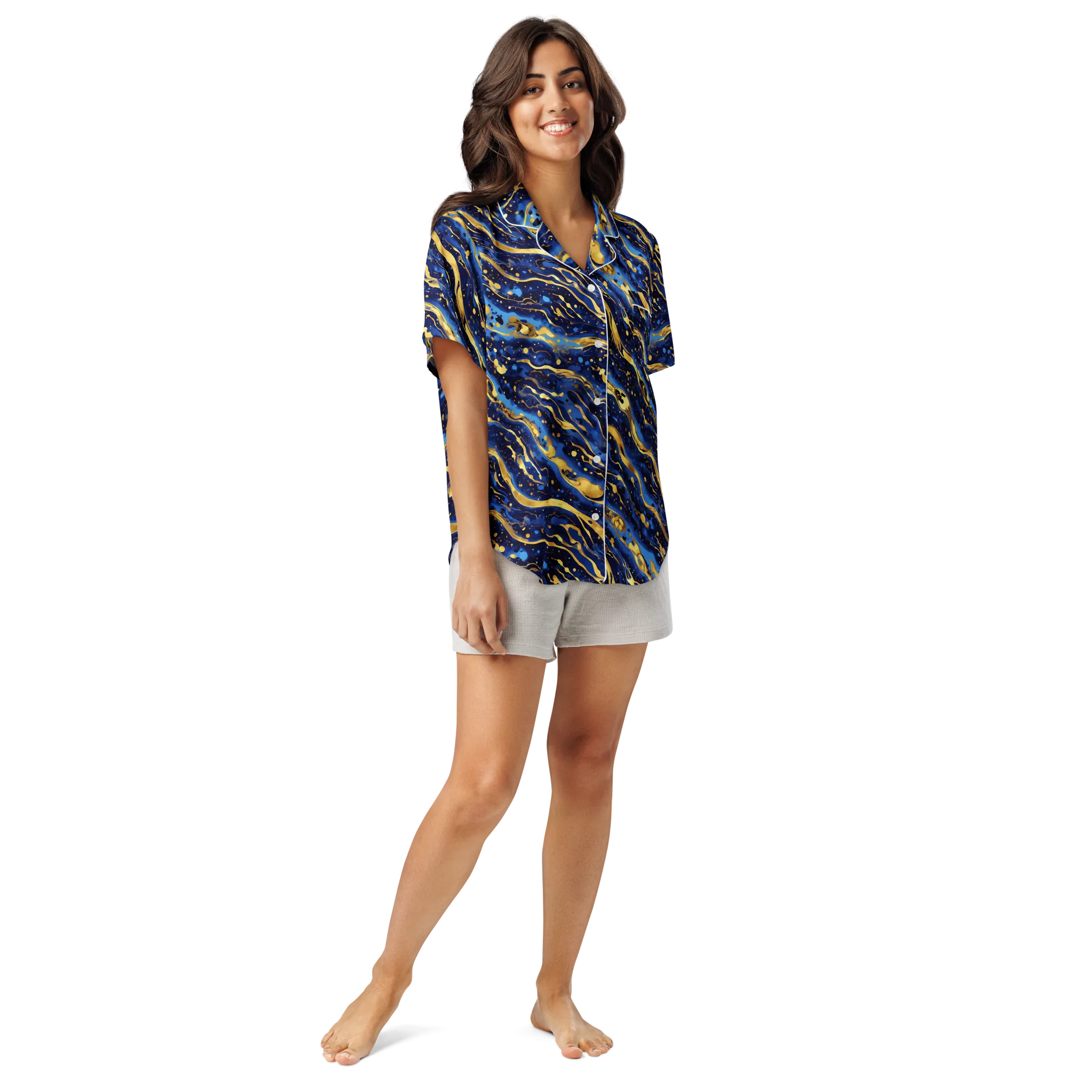 Gilded Tide on Women's Short Sleeve Pajama Top — Front