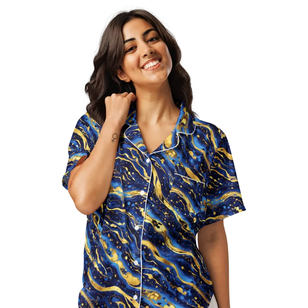 Gilded Tide on Women's Short Sleeve Pajama Top — Front