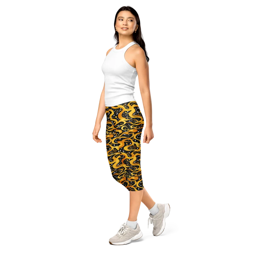 Solar Serpent on Capri Leggings — Left Front