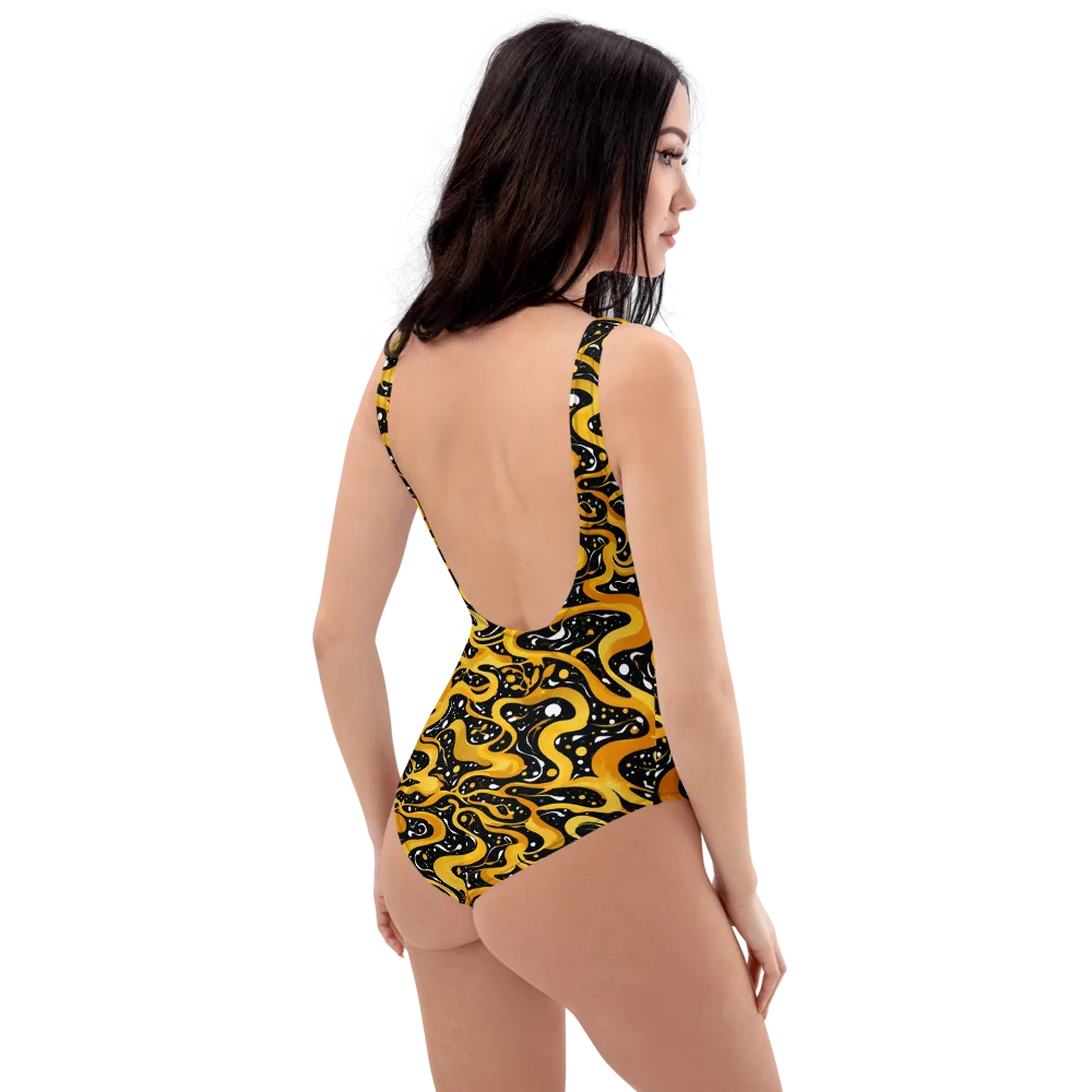 Solar Serpent on One-Piece Swimsuit — Right Back