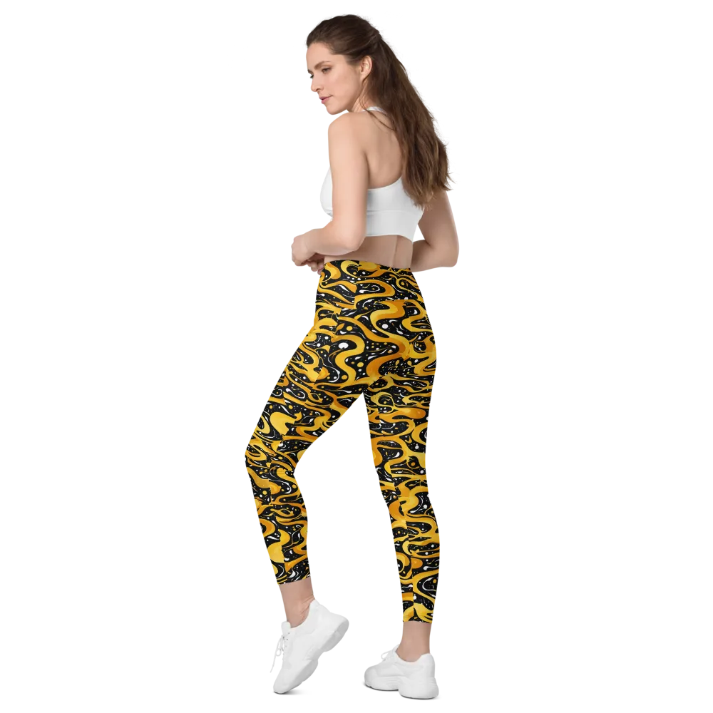 Solar Serpent on Leggings with Pockets — Left Back