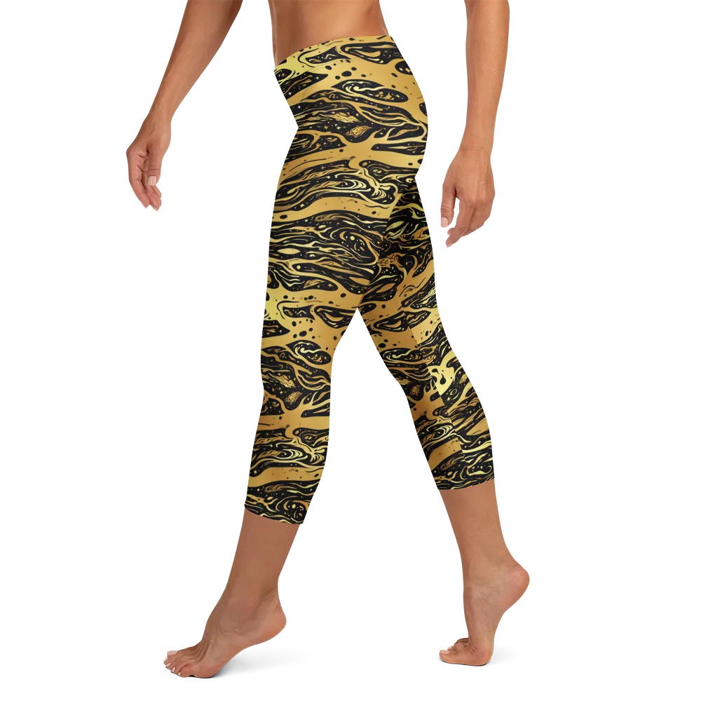 Gilded Nebula on Capri Leggings — Left