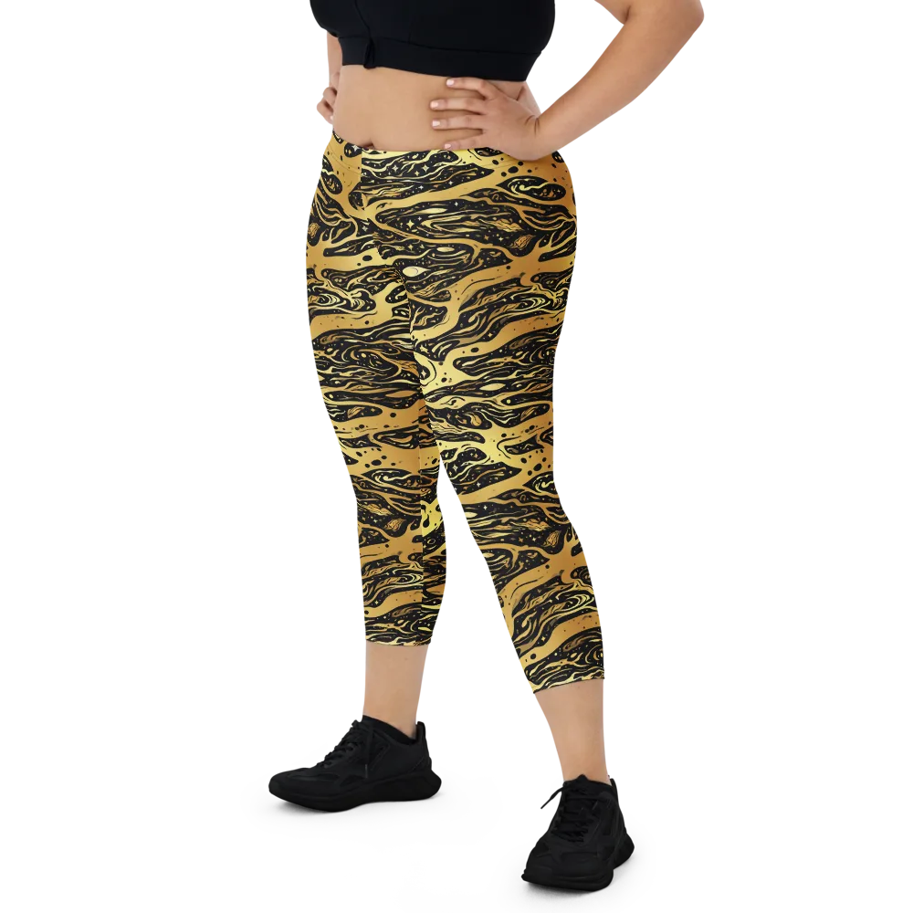 Gilded Nebula on Capri Leggings — Front