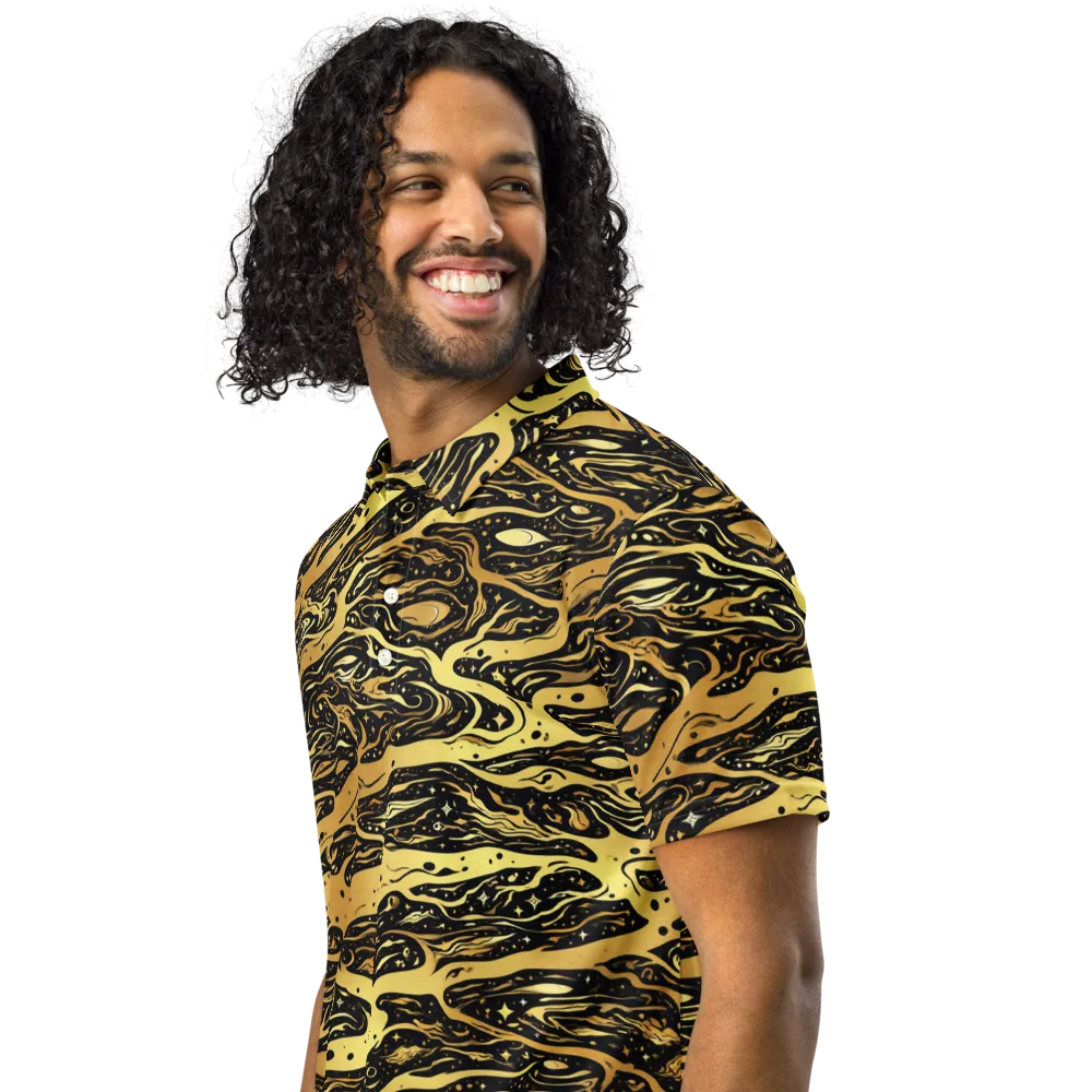 Gilded Nebula on Men's Slim Fit Polo Shirt — Left Front