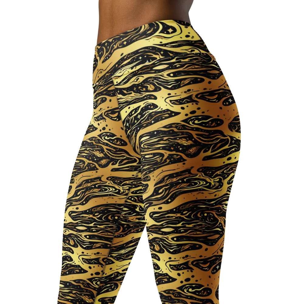 Gilded Nebula on Yoga Leggings — Left Front
