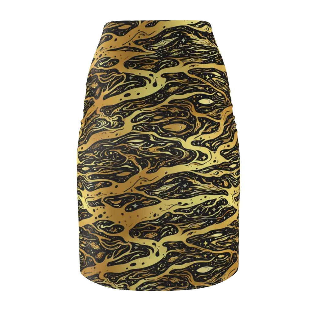 Gilded Nebula on Pencil Skirt — Back