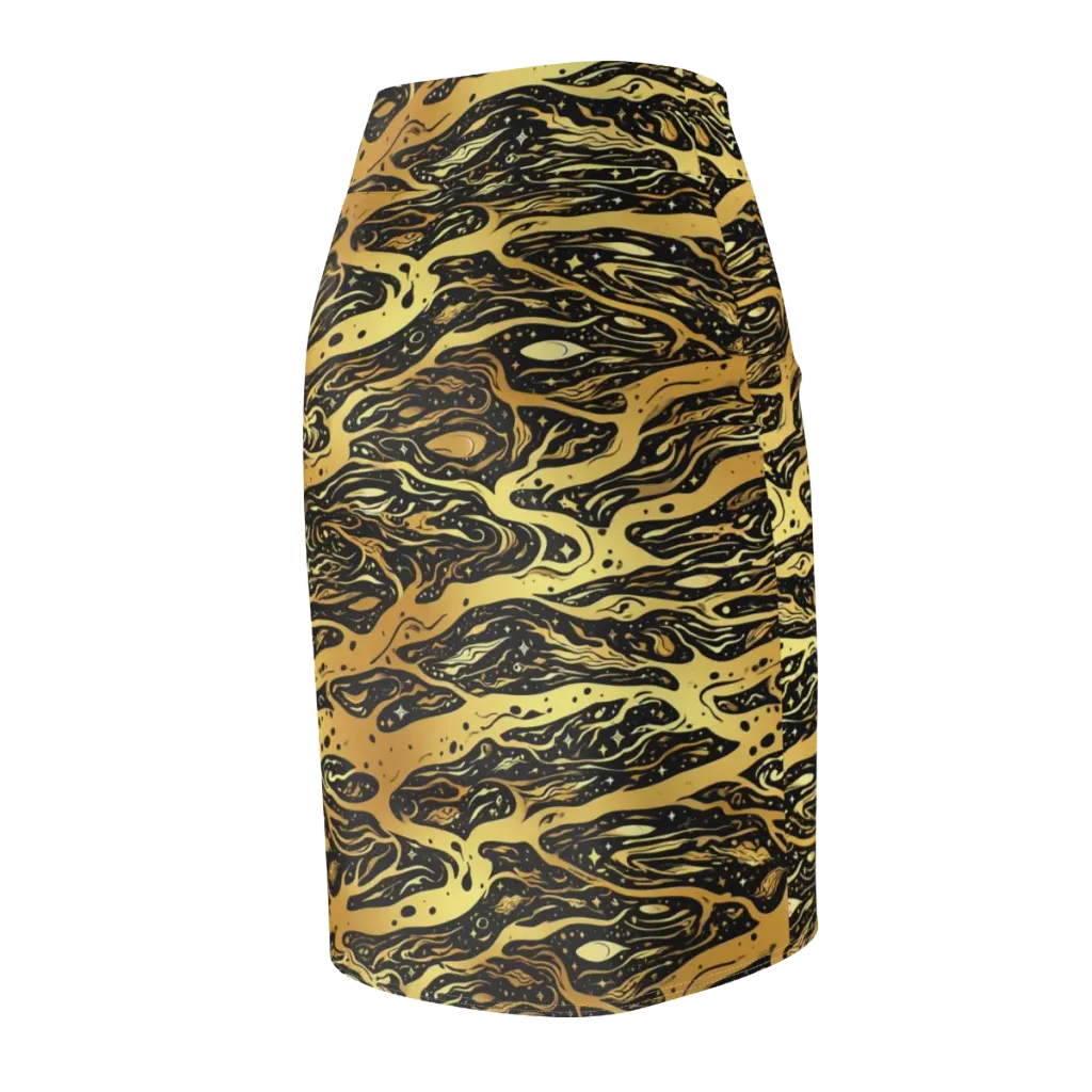 Gilded Nebula on Pencil Skirt — Back Side