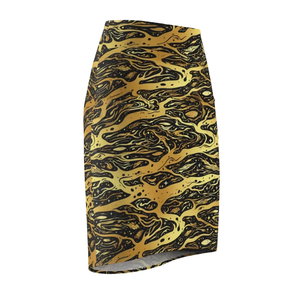 Gilded Nebula on Pencil Skirt — Front Side