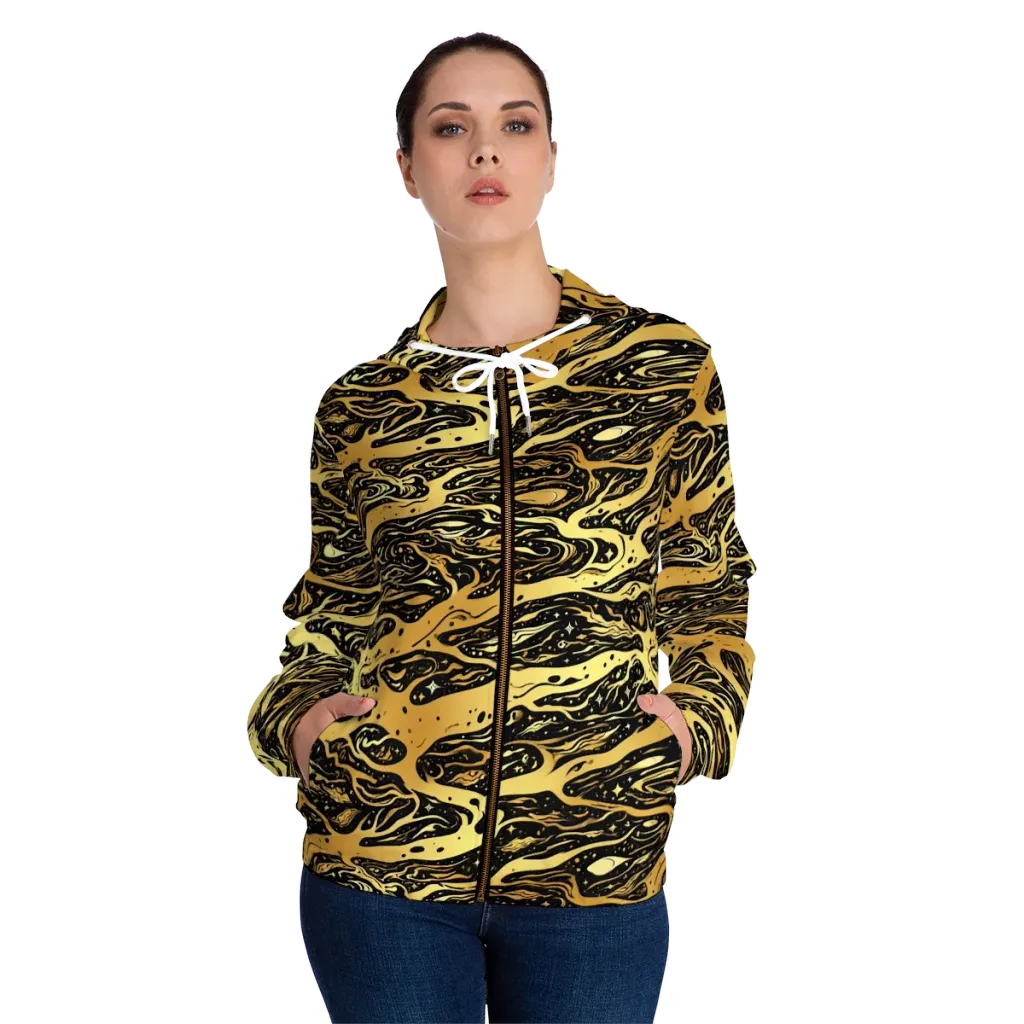 Gilded Nebula on Women's Full-Zip Hoodie — Front On Person