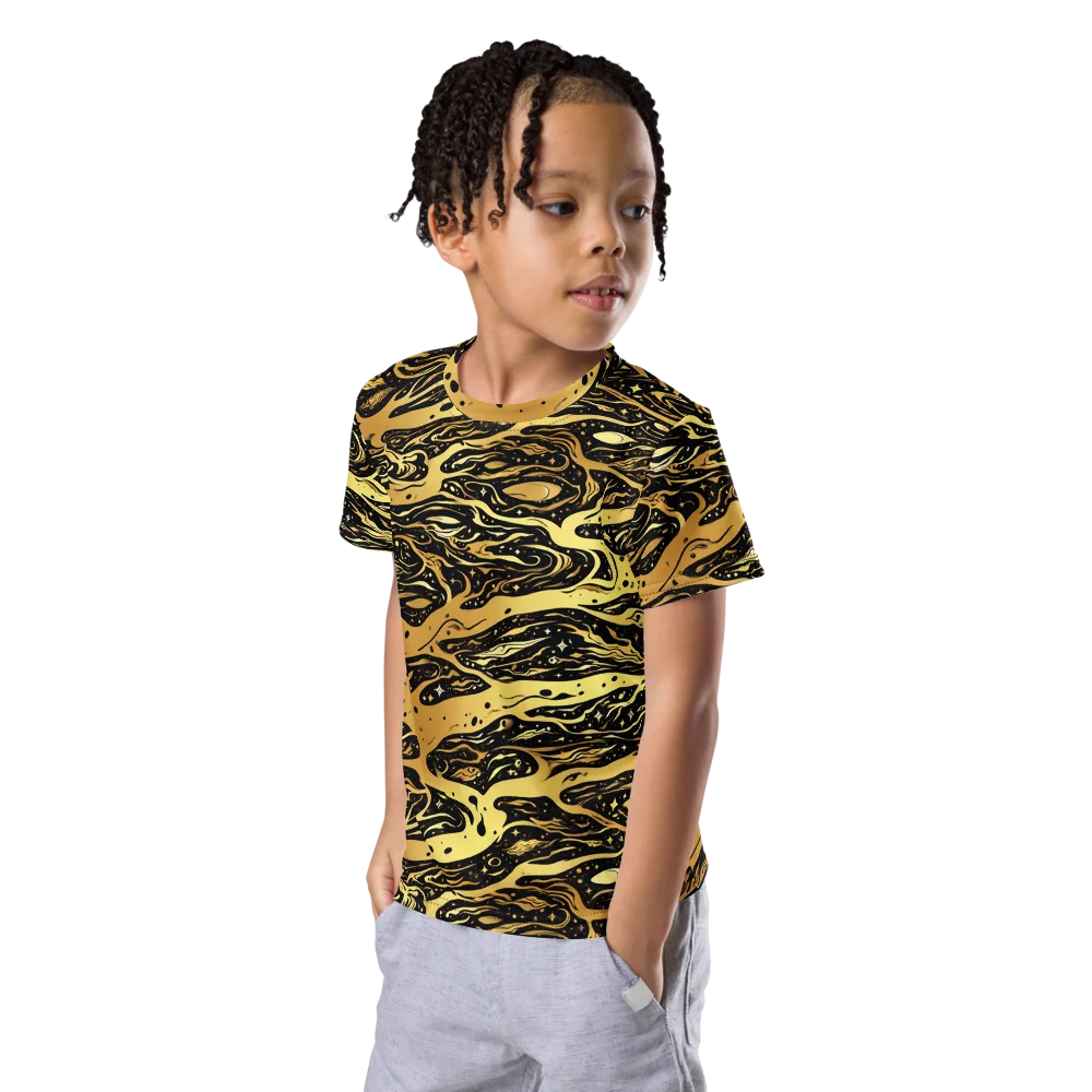 Gilded Nebula on Kids Crew Neck T-Shirt — Left Front