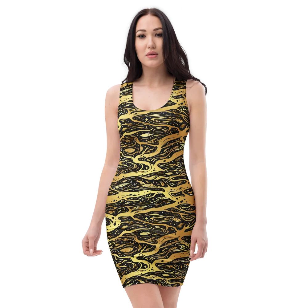 Gilded Nebula on Bodycon Dress — Front