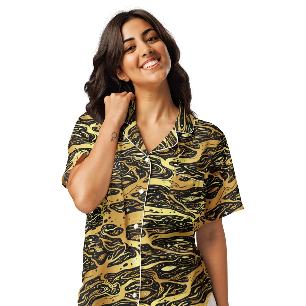 Gilded Nebula on Women's Short Sleeve Pajama Top — Front