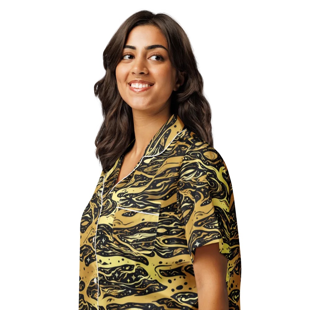Gilded Nebula on Women's Short Sleeve Pajama Top — Left Front