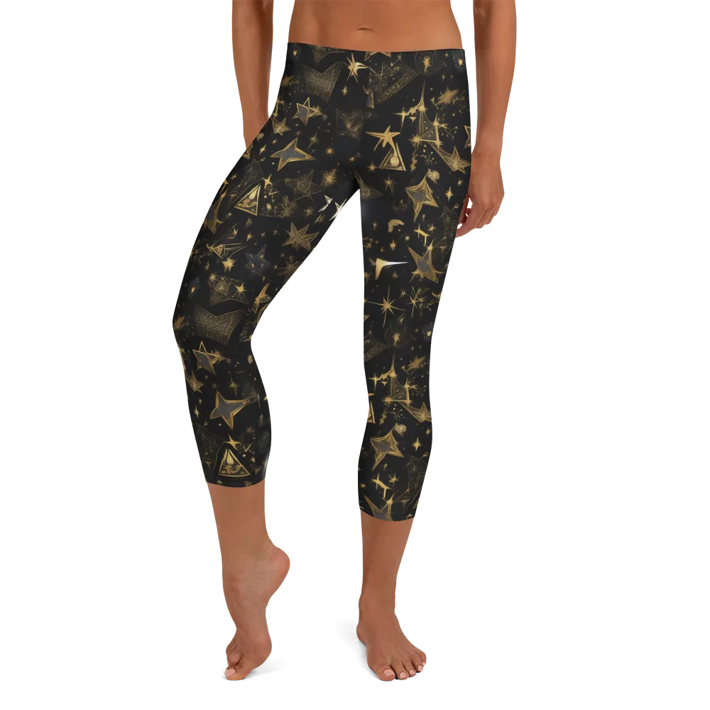 Gilded Stardust on Capri Leggings — Front