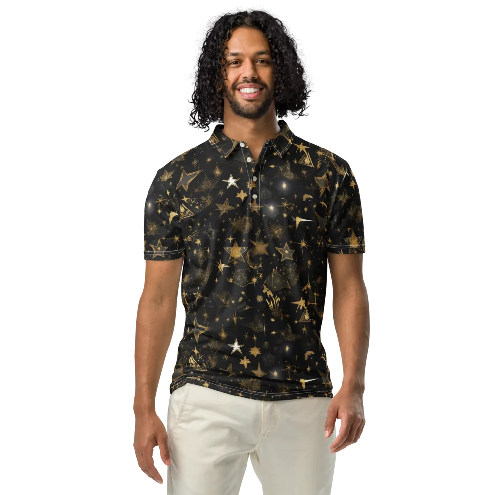 Gilded Stardust on Men's Slim Fit Polo Shirt — Front