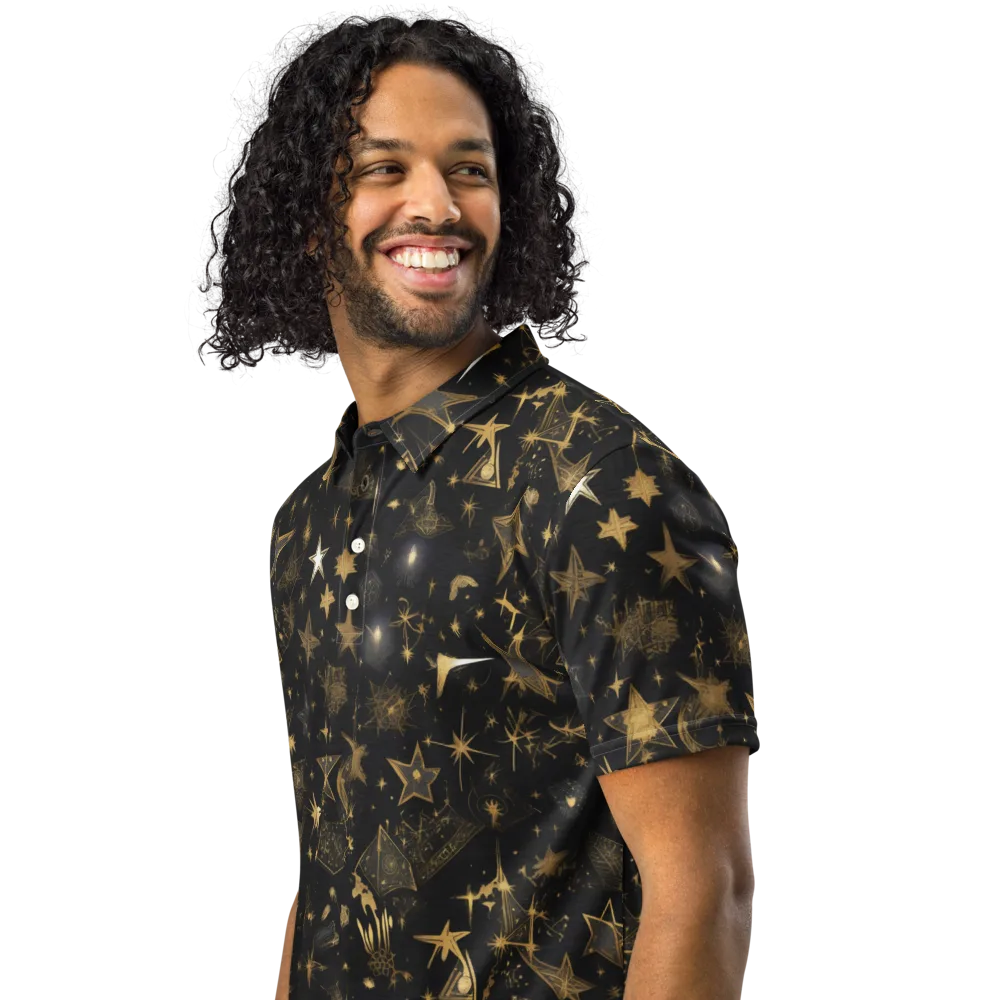 Gilded Stardust on Men's Slim Fit Polo Shirt — Left Front