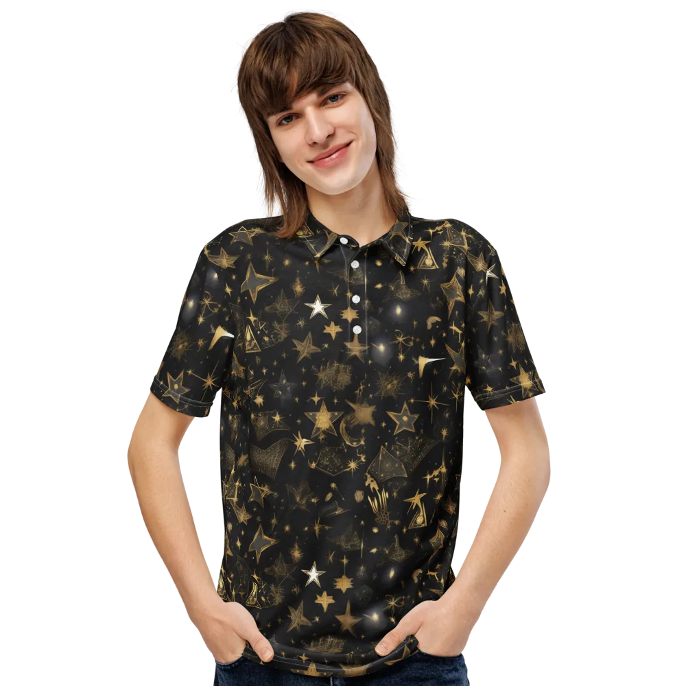 Gilded Stardust on Men's Slim Fit Polo Shirt — Front