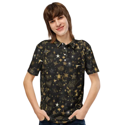 Gilded Stardust on a Men's Slim Fit Polo Shirt