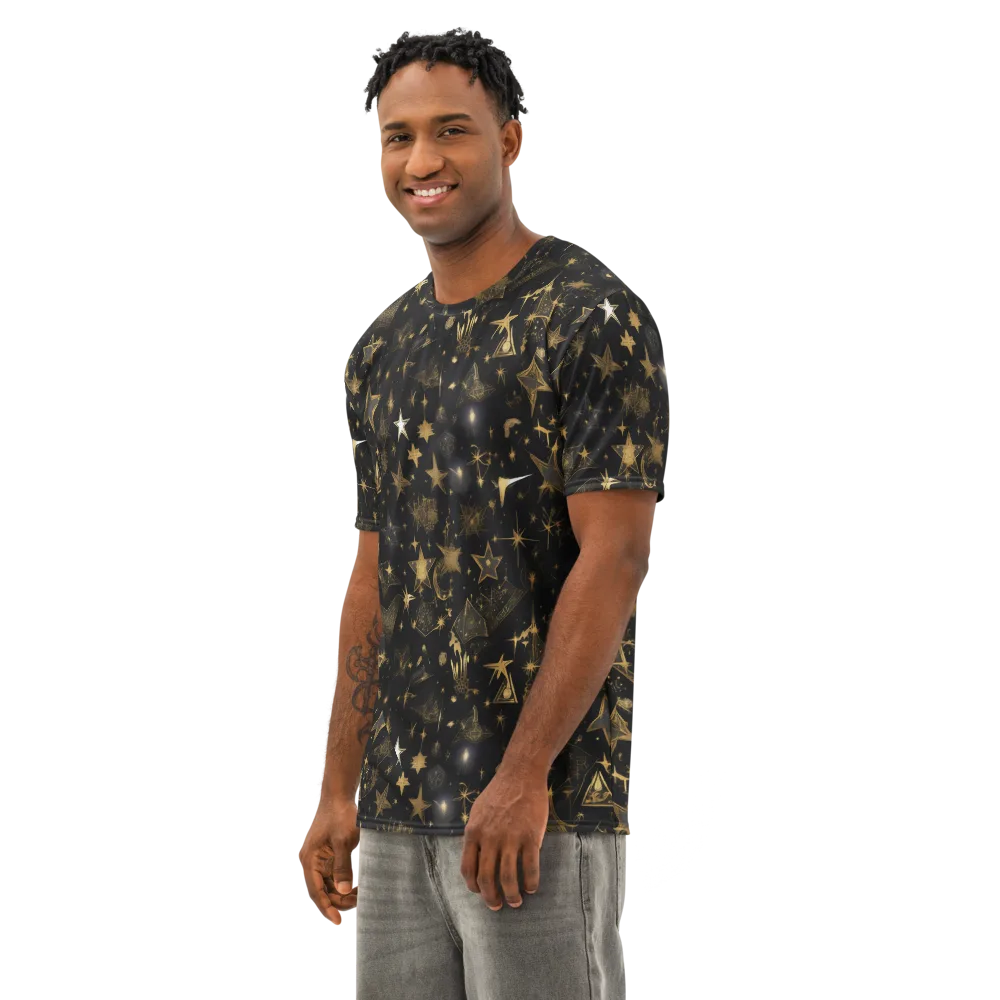 Gilded Stardust on Men's Cotton Crew Neck T-Shirt — Left Front