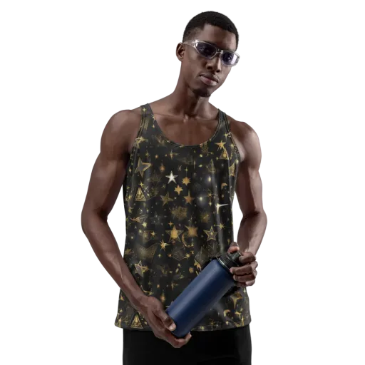 Gilded Stardust on a Men's Tank Top