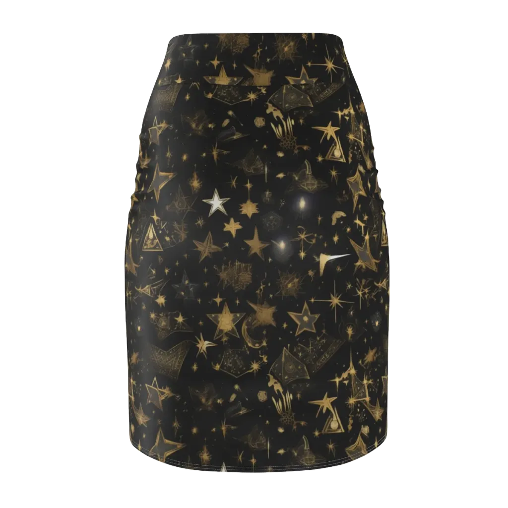 Gilded Stardust on Pencil Skirt — Back