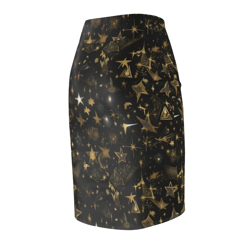 Gilded Stardust on Pencil Skirt — Back Side