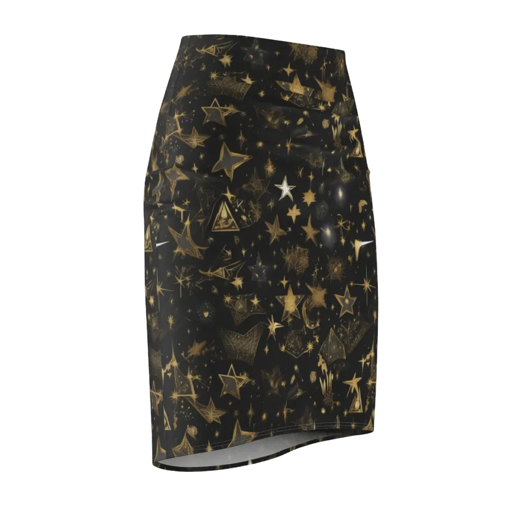 Gilded Stardust on Pencil Skirt — Front Side
