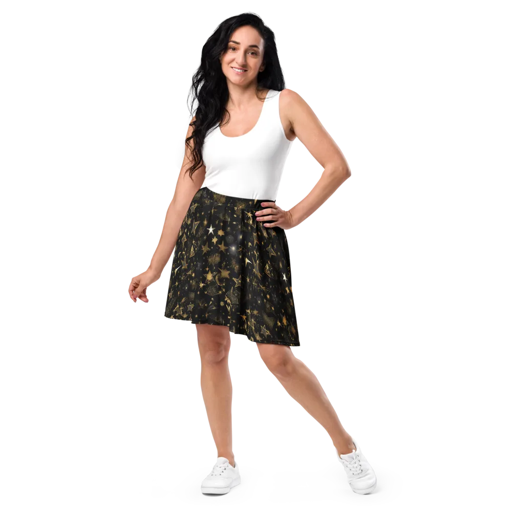 Gilded Stardust on Skater Skirt — Front