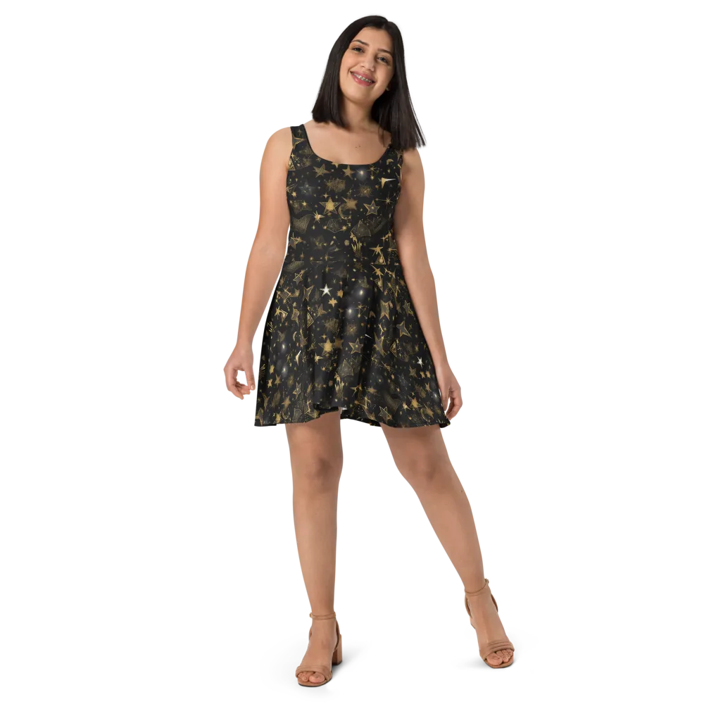 Gilded Stardust on Skater Dress — Front