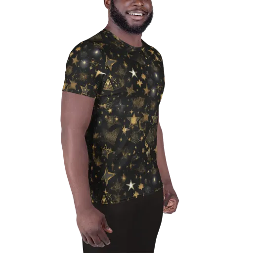 Gilded Stardust on a Men's Athletic T-Shirt