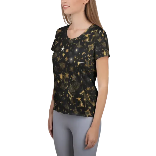 Gilded Stardust on a Women's Athletic T-Shirt