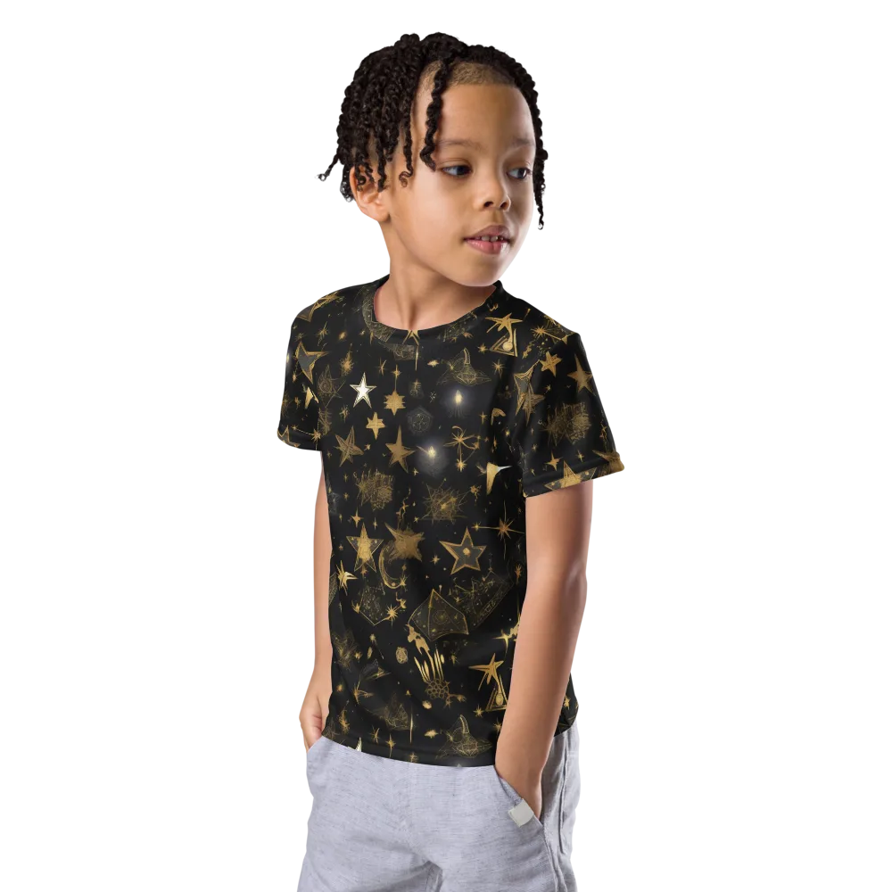 Gilded Stardust on Kids Crew Neck T-Shirt — Left Front