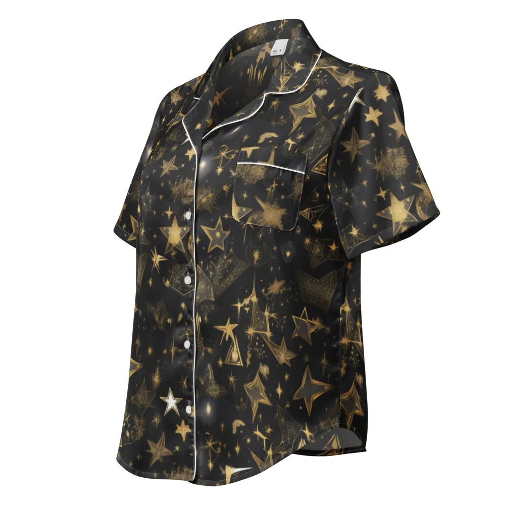 Gilded Stardust on Women's Short Sleeve Pajama Top — Left Front