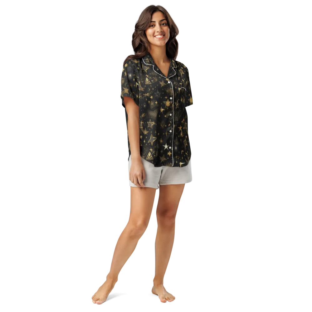 Gilded Stardust on Women's Short Sleeve Pajama Top — Front