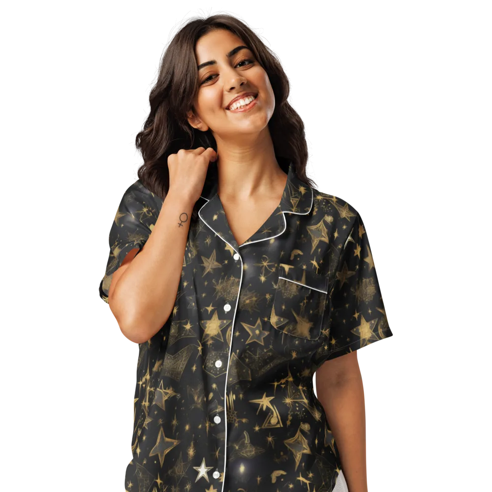 Gilded Stardust on Women's Short Sleeve Pajama Top — Front