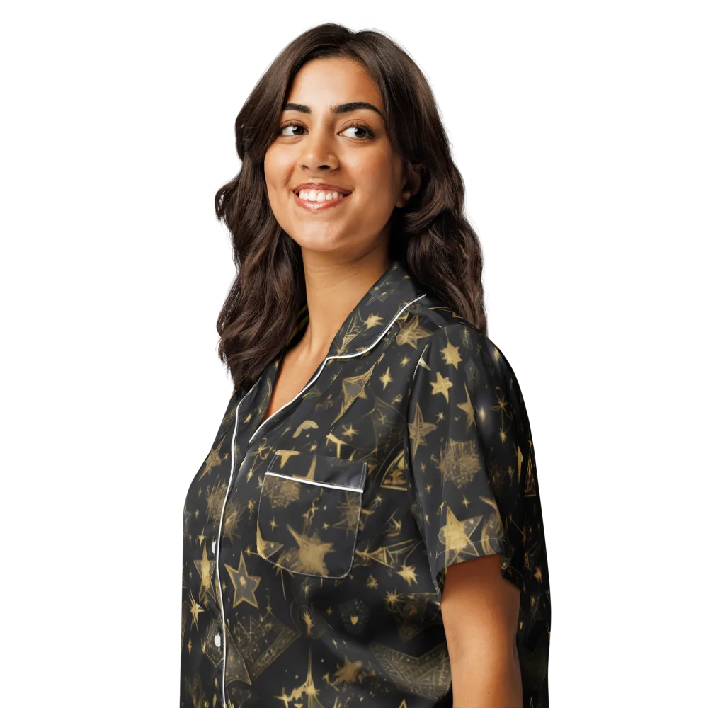 Gilded Stardust on Women's Short Sleeve Pajama Top — Left Front