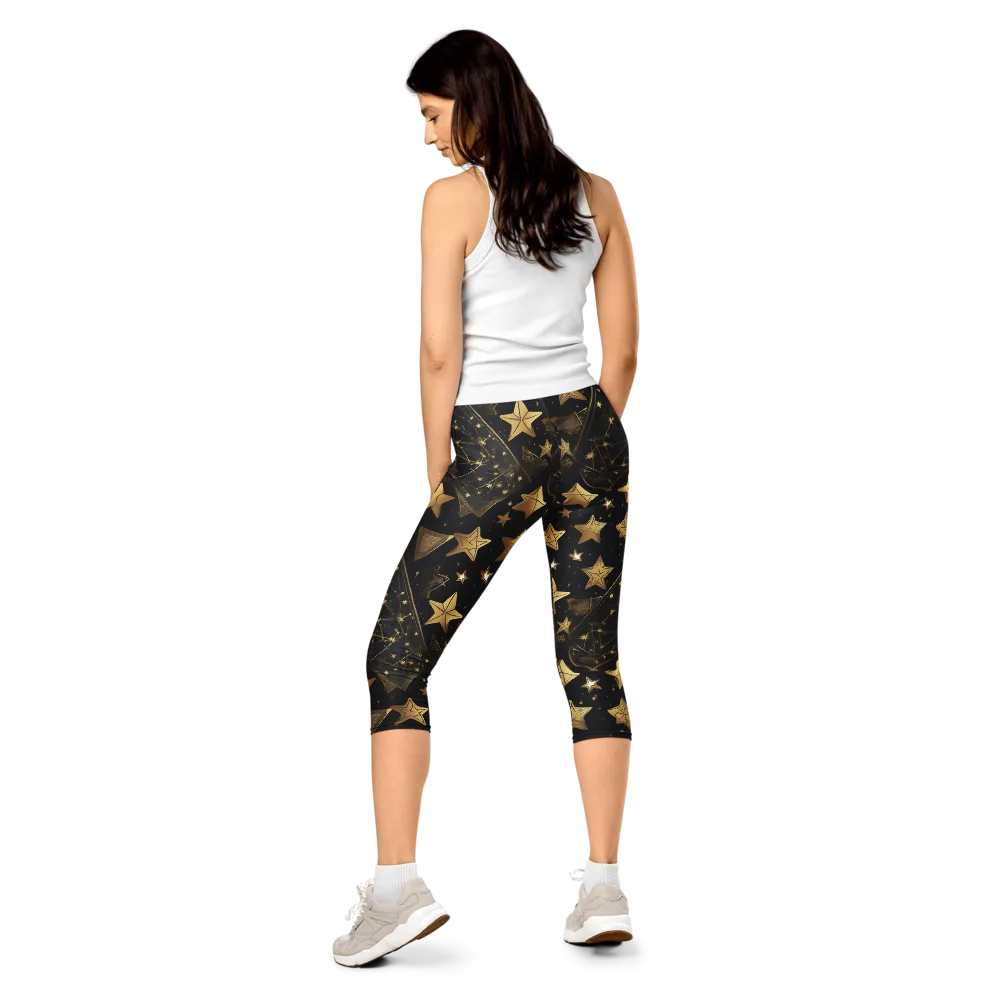 Gilded Constellation on Capri Leggings — Back