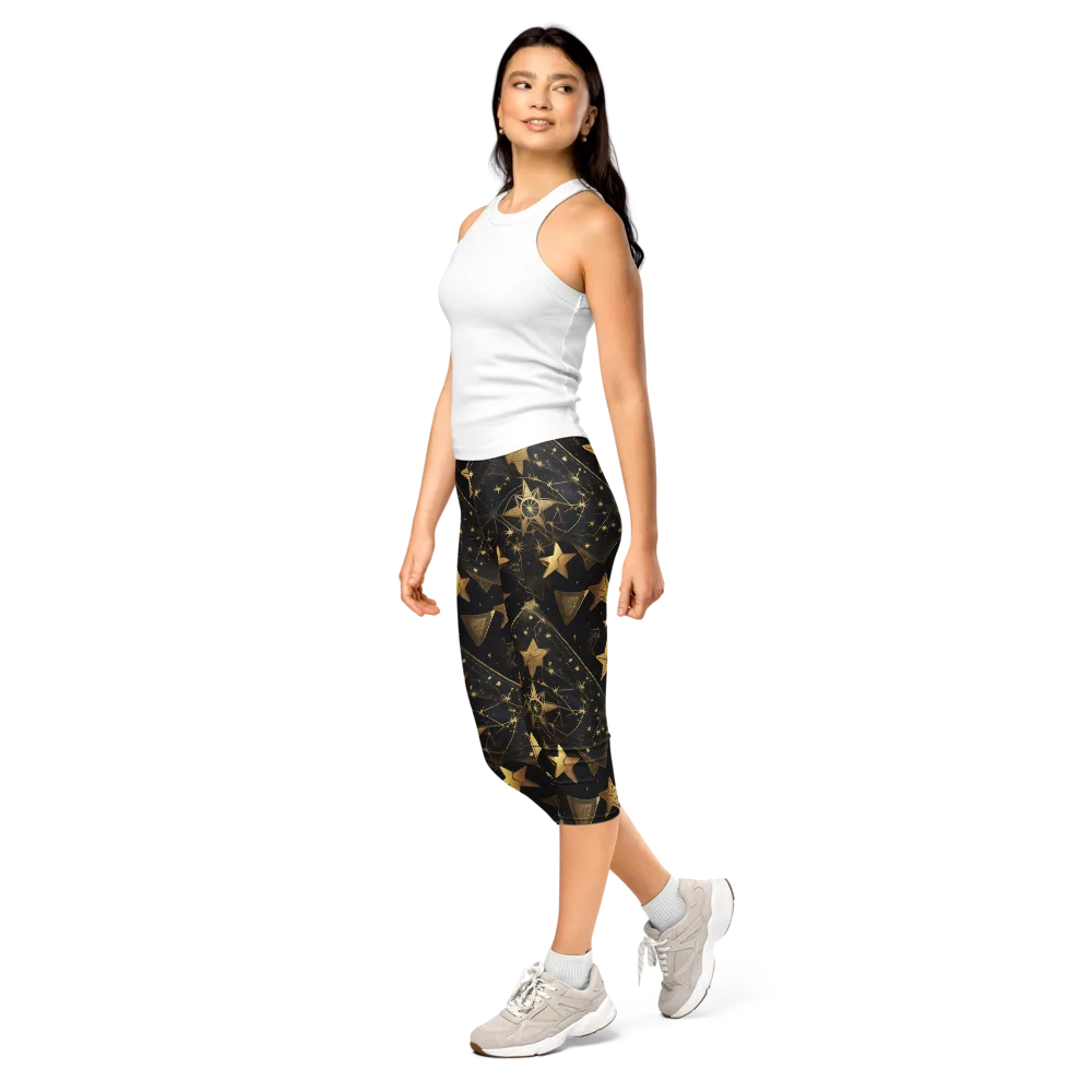Gilded Constellation on Capri Leggings — Left Front