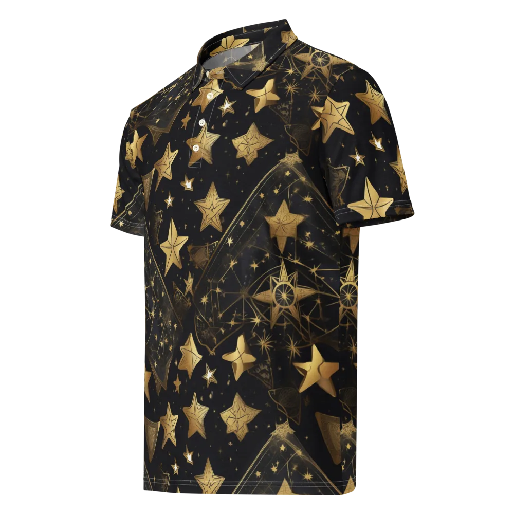 Gilded Constellation on Men's Slim Fit Polo Shirt — Left Front
