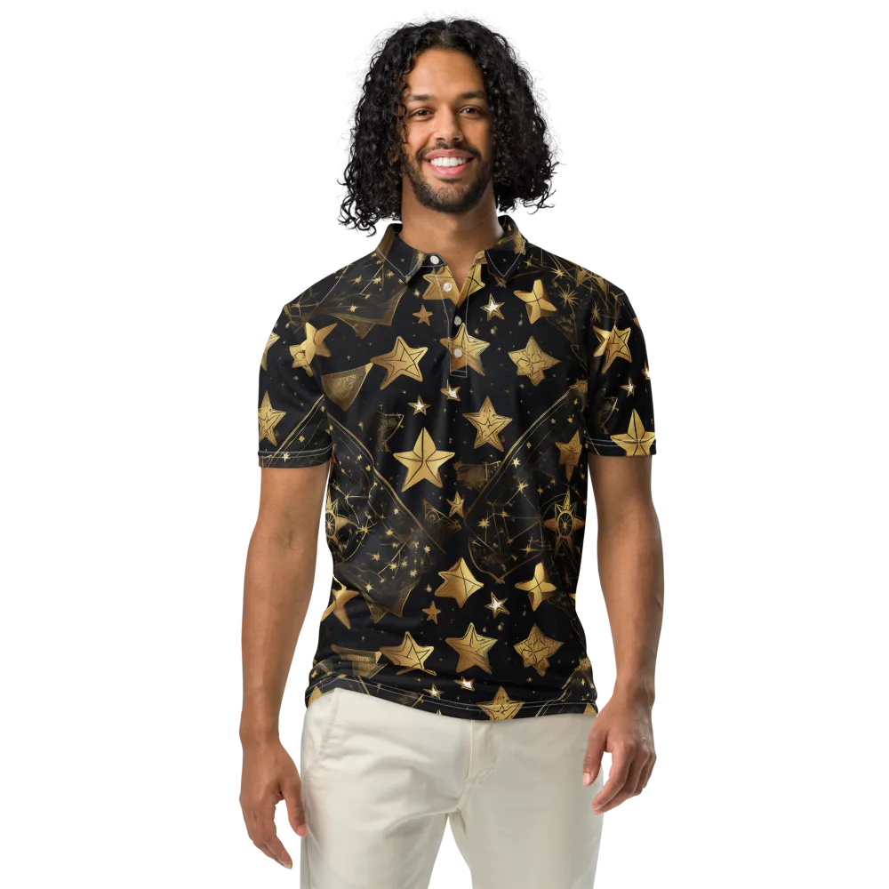 Gilded Constellation on Men's Slim Fit Polo Shirt — Front