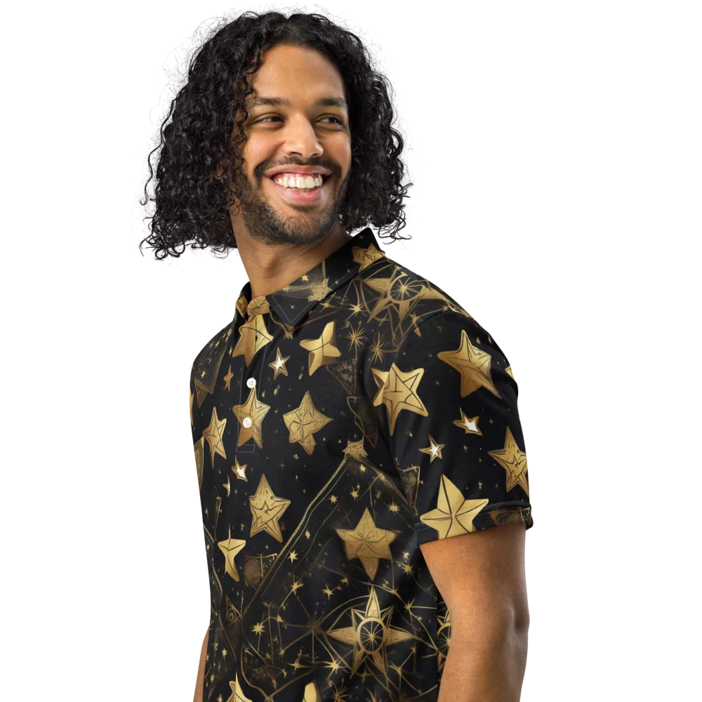 Gilded Constellation on Men's Slim Fit Polo Shirt — Left Front