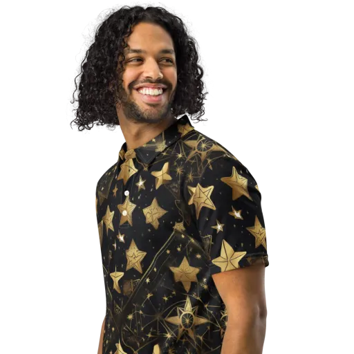 Gilded Constellation on a Men's Slim Fit Polo Shirt